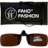 Fako Fashion® - Clip On Voorzet/Overzet/Opzet Zonnebril - Clip-On Polarized - Polariserend - Medium - 130x37mm - Bruin