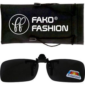 Fako Fashion® - Clip On Voorzet/Overzet/Opzet Zonnebril - Clip-On Polarized - Polariserend - Large - 133x40mm - Zwart