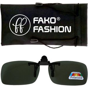 Fako Fashion® - Clip On Voorzet/Overzet/Opzet Zonnebril - Clip-On Polarized - Polariserend - Medium - 130x37mm - Groen
