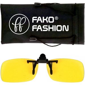 Fako Fashion® - Clip On Voorzet/Overzet/Opzet Zonnebril - Night Vision - Small - 125x33mm - Geel