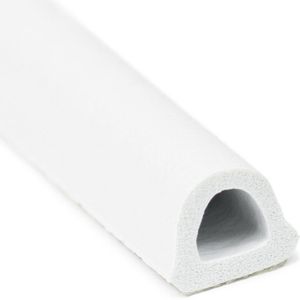 Rubbermagazijn | Tochtstrips | D-profiel | Zelfklevend | Wit | BxH=12x10mm | Per rol (50 meter) - Tochtbanden - Energiebesparing