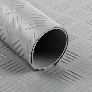 Rubber mat tranenplaatmotief | Rubber loper | 10 x 1 meter | Grijs | Dikte: 3mm
