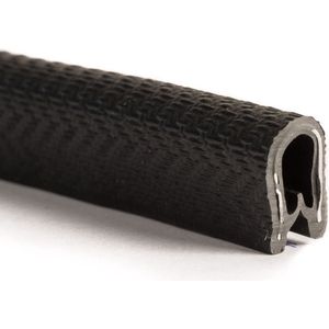 Rubbermagazijn | Kantafwerk profiel zwart - Klembereik 1-2,5mm (L=50m) | bescherm profiel voor scherpe randen