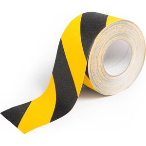 Anti slip tape - Zwart/geel - 100 mm breed - Veiligheidstape - Rol 18,3 meter