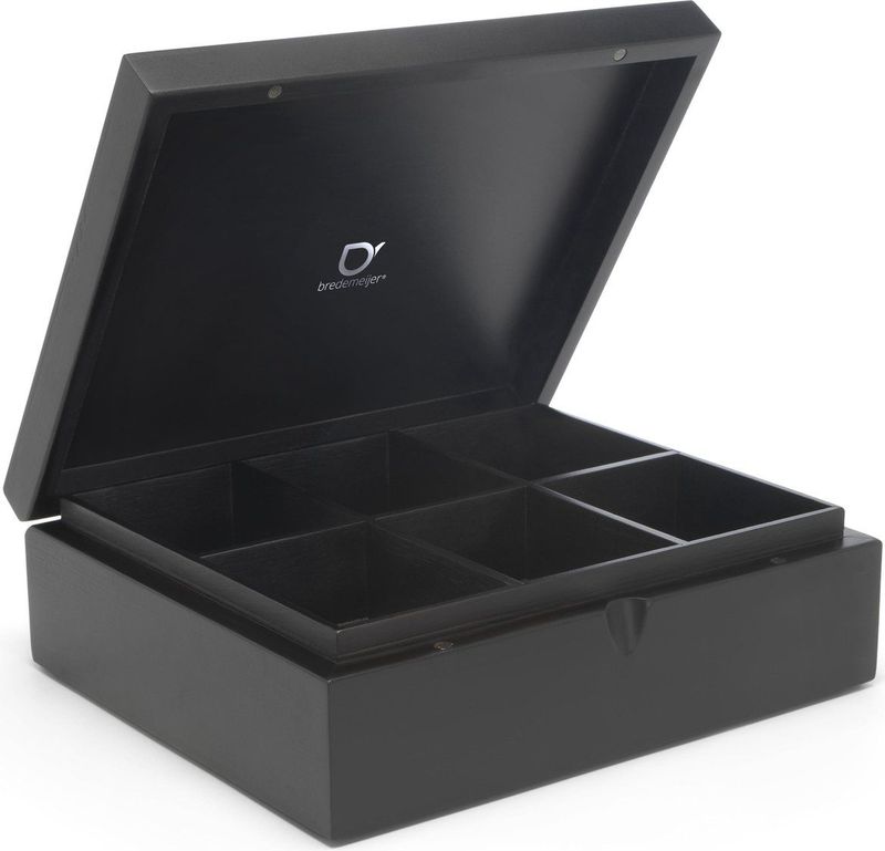 Bredemeijer Theedoos 6 vaks gesloten bamboe zwart