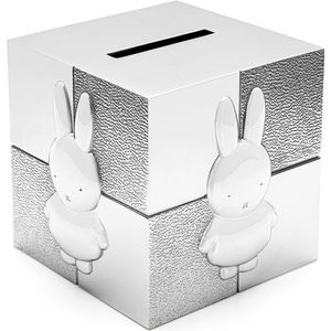 Zilverstad - Spaarpot kubus konijn nijntje zilverachtig