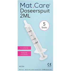Mat Care spuit - spuiten - doseerspuit zonder naald - injectiespuit 2ml set 5 stuks