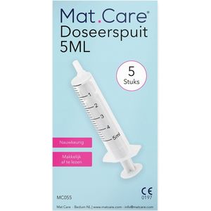 Mat Care spuit - spuiten - doseerspuit zonder naald - injectiespuit 5ml set 5 stuks