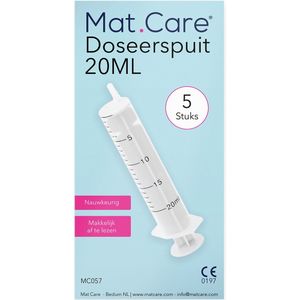 Mat Care spuit - spuiten - doseerspuit zonder naald - injectiespuit 20ml set 5 stuks