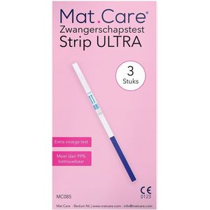 Mat Care zwangerschapstest Strip Ultra - vroege zwangerschapstesten - extra gevoelig - 3 stuks