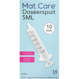 Mat Care spuit - spuiten - doseerspuit zonder naald - injectiespuit 5ml set 10 stuks