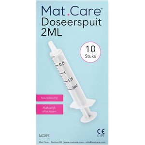 Mat Care spuit - spuiten - doseerspuit zonder naald - injectiespuit 2ml set 10 stuks