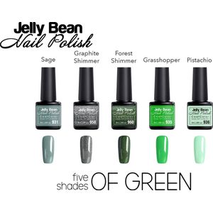 Jelly Bean Nail Polish Gel Nagellak New - Five shades of green - voordeelset - UV Nagellak 8ml