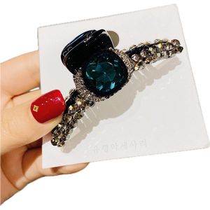 Haarspeld - Haarclip - Haarklem - Haarsieraad - Haarklauw - Haargrijper Klein - Haarspelden - Haarklemmen - Dames - Zwart - Groen - Strass - 8x3 cm - Cadeau Tip - Sinterklaas - KERST