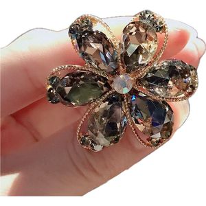 Haar elastiek - Haarsieraad - Haarspeld - Haarelastiekje - Haarclip - Haarklem - Dames - Grijs - Bloem - Haar accessoires - Strass Steentjes - 3 cm - Uniek - Cadeau Tip