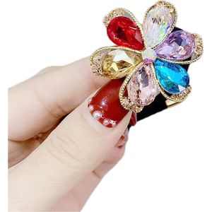 Haarelastiekje - Haar accessoires - Haarsieraad - Haarspeld - Haar elastiek - Haarclip - Haarklem - Dames - Multi - Bloem - Strass Steentjes - 3 cm - Uniek - Cadeau Tip