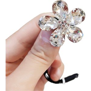 Haarelastiekje - Haarsieraad - Haar accessoires - Haarspeld - Haar elastiek - Haarclip - Haarklem - Dames - Meisjes - Zilver - Bloem - Versierd - Strass Steentjes - 3 cm - Cadeau Tip!