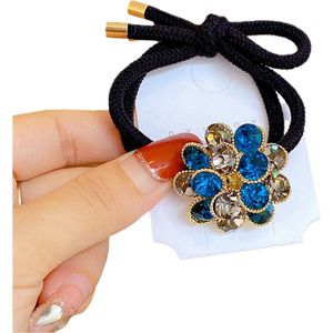 Haarelastiekjes - Haarklem - Haarspeld - Haar accessoires - Haar elastiek - Haarclip - Haarklemmen - Dames - Meisjes - Blauw/Zilver - Bloem - Strass - 3 cm - Luxe - Cadeau Tip - Sinterklaas - KERST