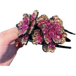 Haarclip - Haarklem - Haarsieraad - Haarspeld - Haar accessoires - Dames - Roze/Goud - 8 cm - Luxe - Cadeau Tip