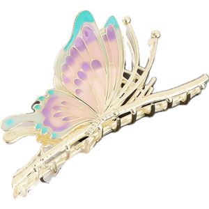 Haarklauw - Haargrijper - Vlinder - Haarsieraad - Haarclip - Haarklem - Haarspeld - Haar accessoires - HairMusthaves - Haarspelden - Haarklemmen - Dames - Roze - 5,5 cm x 5 cm - Cadeau Tip