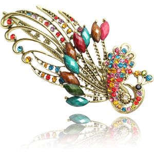 Haarklem groot - Haarclip - Haarsieraad - Haarspeld - Haar accessoires - Haarspelden - Haarklemmen - Dames - Pauw - Multi - 10 cm x 4,5 cm - Cadeau Tip