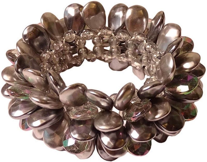 Armband - Druppelvorm - Grijs - Zilver - Rekbaar