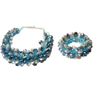 Statement Ketting en Armband Multiparel Druppel Turquoise Set