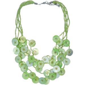 Korte Kralen Ketting met Schelpjes Groen