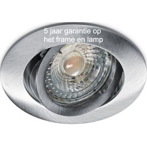 Inbouwspot aluminium. ledlamp 230 Volt - Led inbouwspot verstelbaar met dimbare ledlamp kleur 4000K - 230Volt inbouwspot met GU10 ledlamp 40000K.