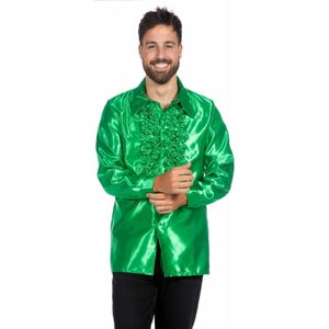 Carlos Rüschenhemd Satin für Herren grün