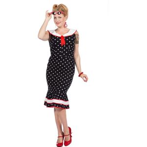 Wilbers & Wilbers - Jaren 50 Kostuum - Rockabilly Jurk Bolletjes Betty Vrouw - Zwart - Maat 40 - Carnavalskleding - Verkleedkleding