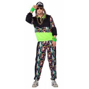 Wilbers & Wilbers Retro 90 trainingspak, feesttrainingspak, 2 stuks, 90Ties uniseks carnavalspak, foute party, maat S/48