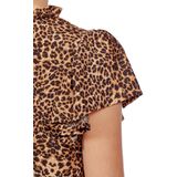 Wilbers - 4063 - Festivaljurk - Luipaardprint - Dames - Hoog-laag model met Ruches