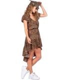 Wilbers - 4063 - Festivaljurk - Luipaardprint - Dames - Hoog-laag model met Ruches