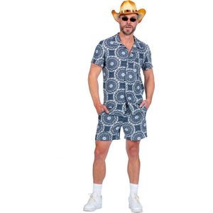 Wilbers - Feestoutfit - Overhemd - Blauw - Katoen - Met Korte Mouwen