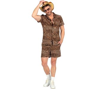 WILBERS & WILBERS 5123 - Festivalset met luipaardprint, overhemd en broek, feestoutfit voor heren, zomerpak, carnaval