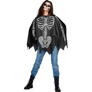 Wilbers & Wilbers - Spook & Skelet Kostuum - Hongerig Skelet Poncho - Vrouw - - One Size - Halloween - Verkleedkleding