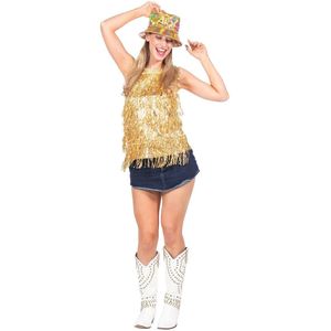Party top goud metallic franjes pailletten