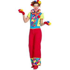 Wilbers - Clownkostuum - Multikleur - Stretchstof - Luxe Versiering