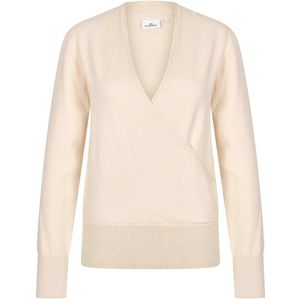 Gebreide Overslagtop - Effen - Katoen en Polyamide - Lange Mouwen - V-vormige Halslijn