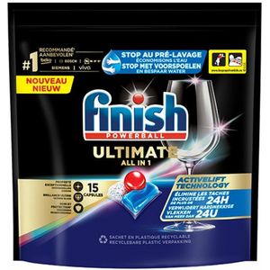 Finish Ultimate Powerball All-in-1 vaatwastabletten (15 tabletten)