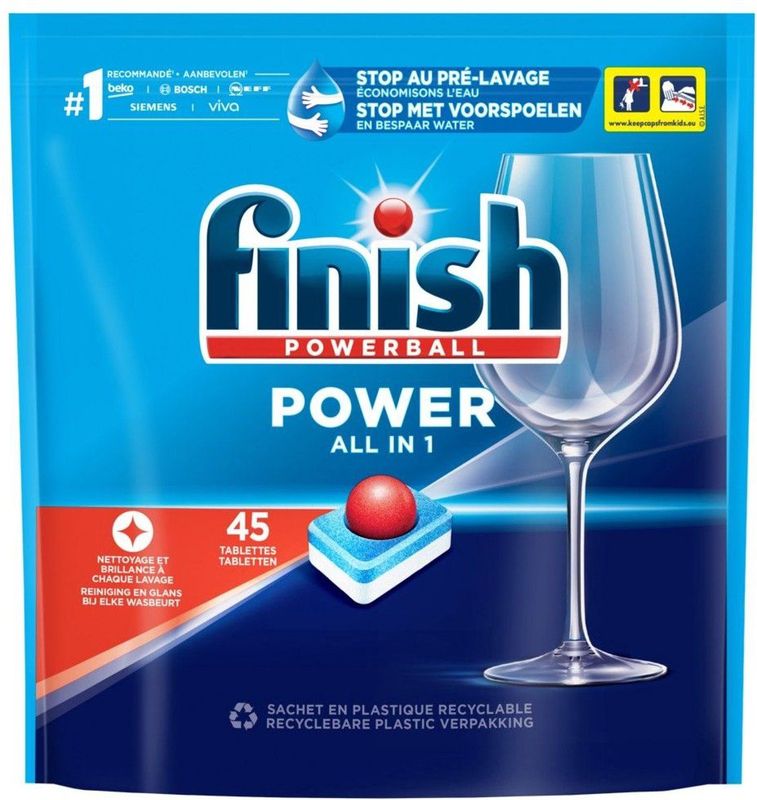 Finish Power All in 1 Regular Vaatwastabletten - 45 Stuks