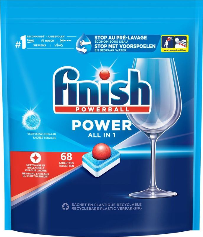 Finish Power All in One Vlekverwijderaar Vaatwastabletten - 68 Stuks