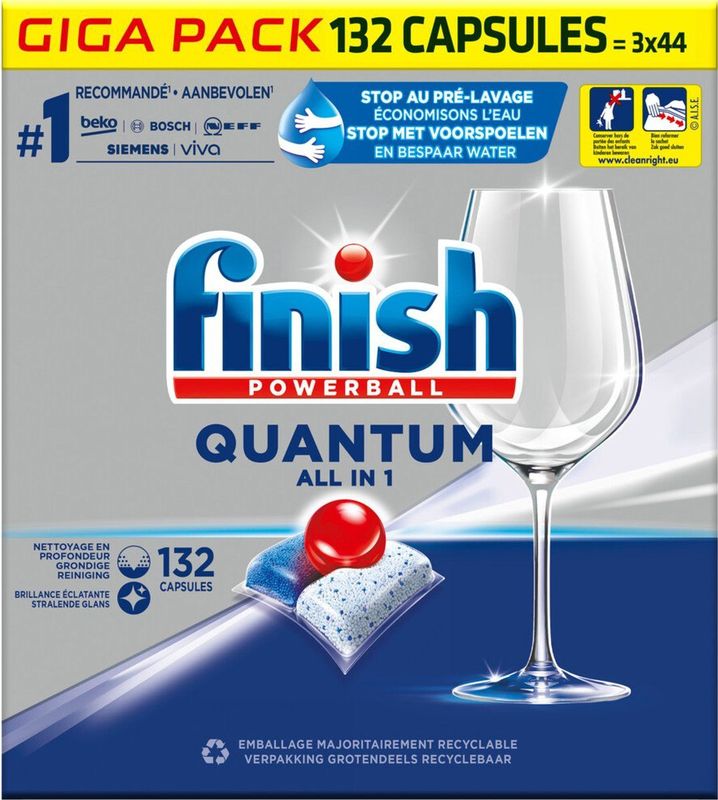 Finish Quantum All in One Regular Vaatwastabletten - 132 Stuks - halfjaarbox