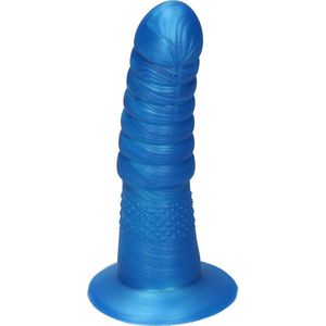 Ylva & Dite - Aria - Siliconen Anale / Vaginale dildo - Made in Holland - Helder Blauw Metallic