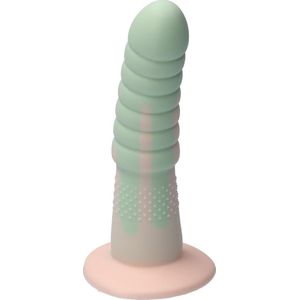 Ylva & Dite - Aria - Siliconen Anale / Vaginale dildo - Made in Holland - Spetter Pastel Groen / Pastel Oranje