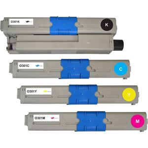 Oki 44973536/44973535/44973534/44973533 alternatief Toner cartridge magenta/Geel Cyaan Zwart zwart:2200 cyaan/magenta/geel:1500 pagina's OKI C301 Oki C301dn OKI C321 Oki C321dn Oki MC332dn Oki MC342dn Oki MC342dnw OKI MC342DW OKI MC342W