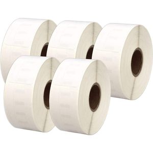 5X Dymo 11352 - S0722520 huismerk Labels - Wit - 2500 Labels - 25mmX54mm - Geschikt voor LabelWriter 310, 330 T, 400, 450, 4 XL