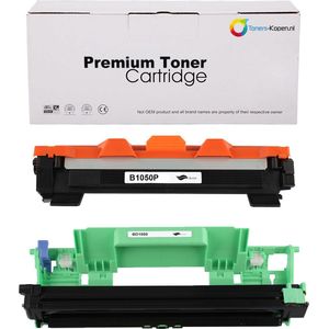 1x Brother TN-1050/TN1050 en 1x DR-1050/DR1050- Alterntieve Toner / drum - 1000 Pagina's - Geschikt voor Brother DCP-1510, DCP-1512, DCP-1601, DCP-1610W, DCP-1612W, DCP-1616NW, HL-1110, HL-1112, HL-1210W, HL-1211W, HL-1212W, MFC-1810, MFC-1815, MFC-1