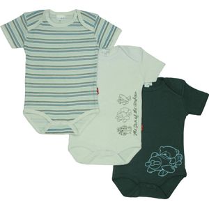 Bianco Blu Ökotex - Baby Romper - per 3 stuks - Grijs/Wit - Maten: 50/56